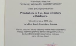 Przedszkole nr 1 z Certyfikatem Szkoły Promującej Zdrowie