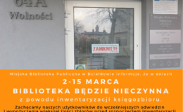 Biblioteka będzie nieczynna powodu inwentaryzacji