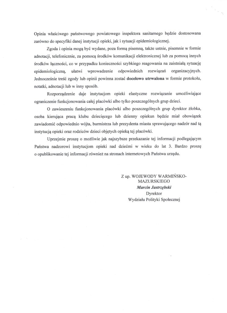 Warmińsko-Mazurski Urząd Wojewódzki w Olsztynie Wydział Polityki Społecznej informuje: