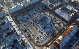 Działdowo z lotu ptaka w zimowej szacie