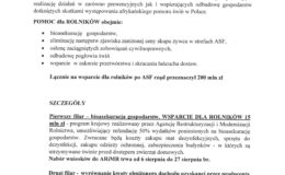 Program wsparcia gospodarstw utrzymujących świnie w związku z ASF