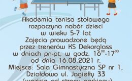 Dekorglass zaprasza na zajęcia akademii tenisa stołowego