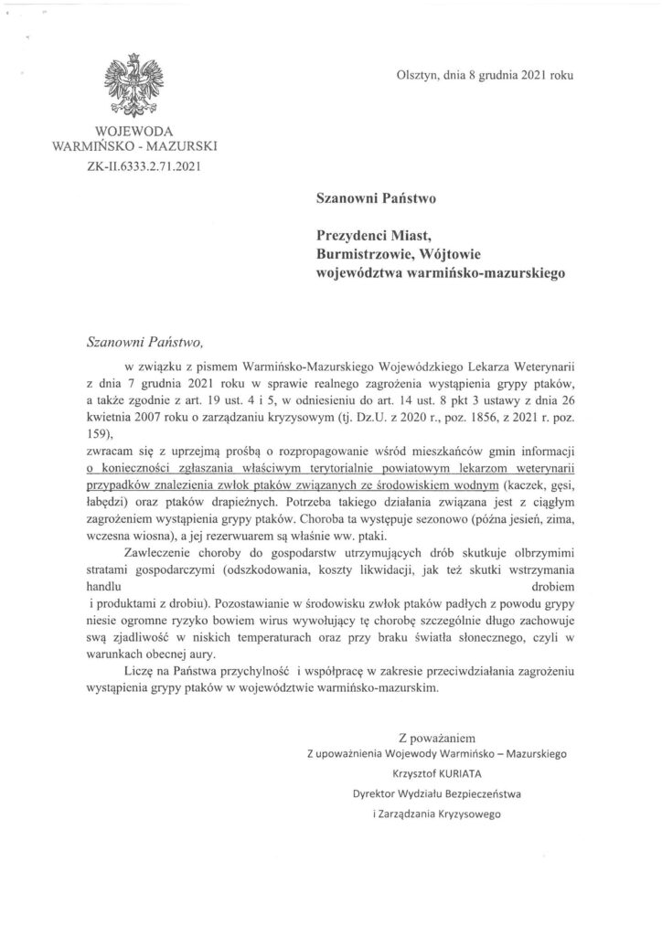 Uwaga na ptasią grypę