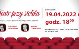 plakat promujący wydarzenie, teatr przy stoliku