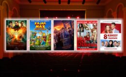 Na zdjęciu są trzy plakaty filmowe: "Fantastyczne zwierzęta: Tajemnice Dumbledore'a" „Zając Max: Misja pisanka”, "Śmierć na Nilu" „8 rzeczy, których nie wiecie o facetach”, „Miłość, seks & pandemia”