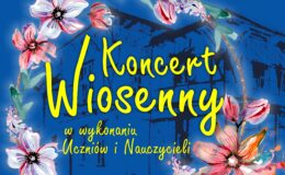 plakat promujący wydarzenie , koncert wiosenny w szkole muzycznej