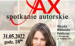 plakat zapraszający na spotkanie autorskie z Joanna Jax