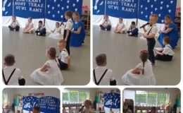 Dzieci z grupy „Pszczółki” z Przedszkola nr 4 w Działdowie żegnają przedszkole