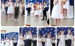 Dzieci z grupy „Pszczółki” z Przedszkola nr 4 w Działdowie żegnają przedszkole