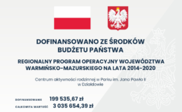 tablica informacyjna - Centrum aktywności rodzinnej w Parku im. Jana Pawła II w Działdowie
