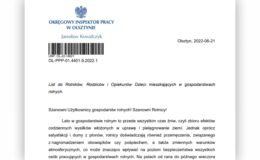 początek listu do Rolników, Rodziców i Opiekunów Dzieci mieszkających w gospodarstwach rolnych