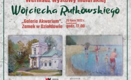 plakat informujący o wystawie malarskiej Wojciecha Rutkowskiego