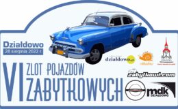 tegoroczna nalepka zjazdu - samochód, napis VI Zlot pojazdów zabytkowych, loga organizatorów
