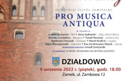 plakat promujący koncert koncert kameralny na zamku w Działdowie