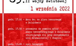 plakat informujący o wydarzeniu - obchodach 83 rocznicy wybuchu II wojny światowej