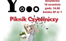 plakat informujący o Pikniku Czytelniczym w SP 1