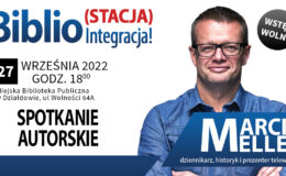 plakat promujący spotkanie z Marcinem Mellerem