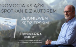 plakat promujący spotkanie w bibliotece z poetą i fotografem Zbigniewem Kędzierskim