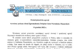 fragment pisma - protestu przeciwko agresji w stosunku do włodarzy miast i gmin