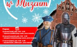 plakat informujący o feriach w Muzeum Poganiacza w Działdowie