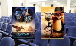 plakaty filmowe: „Avatar: Istota wody”„Kot w butach: Ostatnie życzenie”
