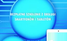 plakat promujący szkolenie z obsługi smartfonów i tabletów w w bibliotece