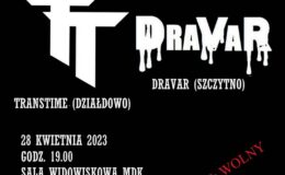 plakat zapraszający na koncert zespołów Transtime i Dravar