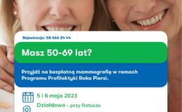 (Na zdjęciu plakat informujący o bezpłatnych badaniach mammograficznych dla Pań)