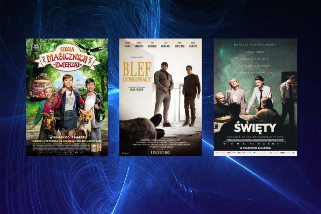 Zapraszamy na trzy premiery do kina Apollo: „Szkoła magicznych zwierząt”, „Święty” i „Blef doskonały” plakaty filmowe takich filmów jak: „Szkoła magicznych zwierząt”, „Święty” i „Blef doskonały”
