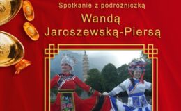 plakat promujący spotkanie z podróżniczką Jaroszewską-Piersą