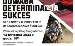 plakat promujący wernisaż wystawy zdjęć Ryszarda Makszyńskiego w bibliotece w Działdowie