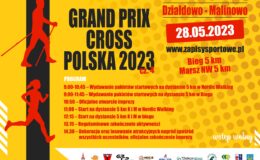 plakat informujący o zawodach, które odbędą się w Malinowie w ramach Grand Prix Cross Polska 2023 cz. 4 Działdowo - Malinowo