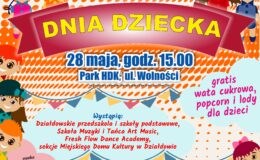 głównym plakat promujący wydarzenie - Festyn plenerowy z okazji Dnia Dziecka
