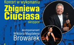 plakat, promujący koncert Zbigniewa Ciuciasa w szkole muzycznej