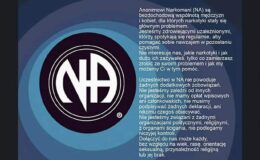 ulotka informująca o Anonimowych Narkomanach