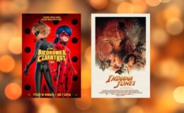 na zdjęciu plakatty filmowe takich filmów jak "Miraculous - Biedronka i Kot" i "Indiana Jones i Artefakt"