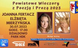 plakat zapraszający na ostanie spotkanie Powiatowych Wieczorów z Poezją i Prozą