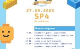 plakat informujący o konkursie Super Lego Day w SP nr 4 w Działdowie