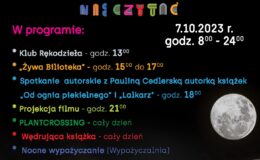 plakat promujący Noc Bibliotek w MBP w Działdowie
