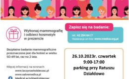 plakat promujący akcję profilaktyki raka piersi