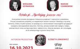 plakat zapraszający na "Teatru przy stoliku" do Miejskiej Biblioteki Publicznej w Działdowie