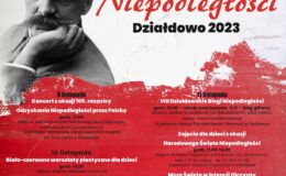 plakat informujący o imprezach w Działdowie, zorganizowanych z okazji Święta Niepodległości