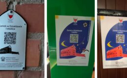 trzy plakaty informujące o cyfrowym Szlaku Zamków Gotyckich