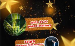 plakat informujący o imprezie sylwestrowej na działdowskim rynku