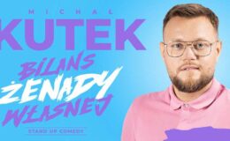 fotografia portretowa mężczyzny i treść informująca o stand-upie Michała Kutka