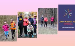 plakat informujący o specjalnej edycji Parkrun Działdowo z okazji Dnia Kobiet i kolaż zdjęć z poprzednich biegów
