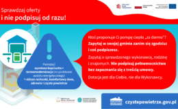 grafika informująca o ostrzeżeniu dla wnioskodawców i beneficjentów programu „Czyste Powietrze”