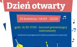 plakat informujący o Dniu Otwartym w Szkole Muzycznej