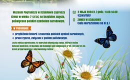 plakat zapraszający na warsztaty z okazji Majówki w Muzeum