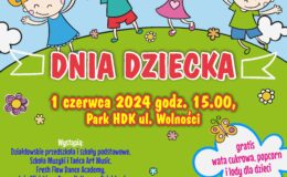plakat informujący o festynie z okazji Dnia Dziecka w Działdowie